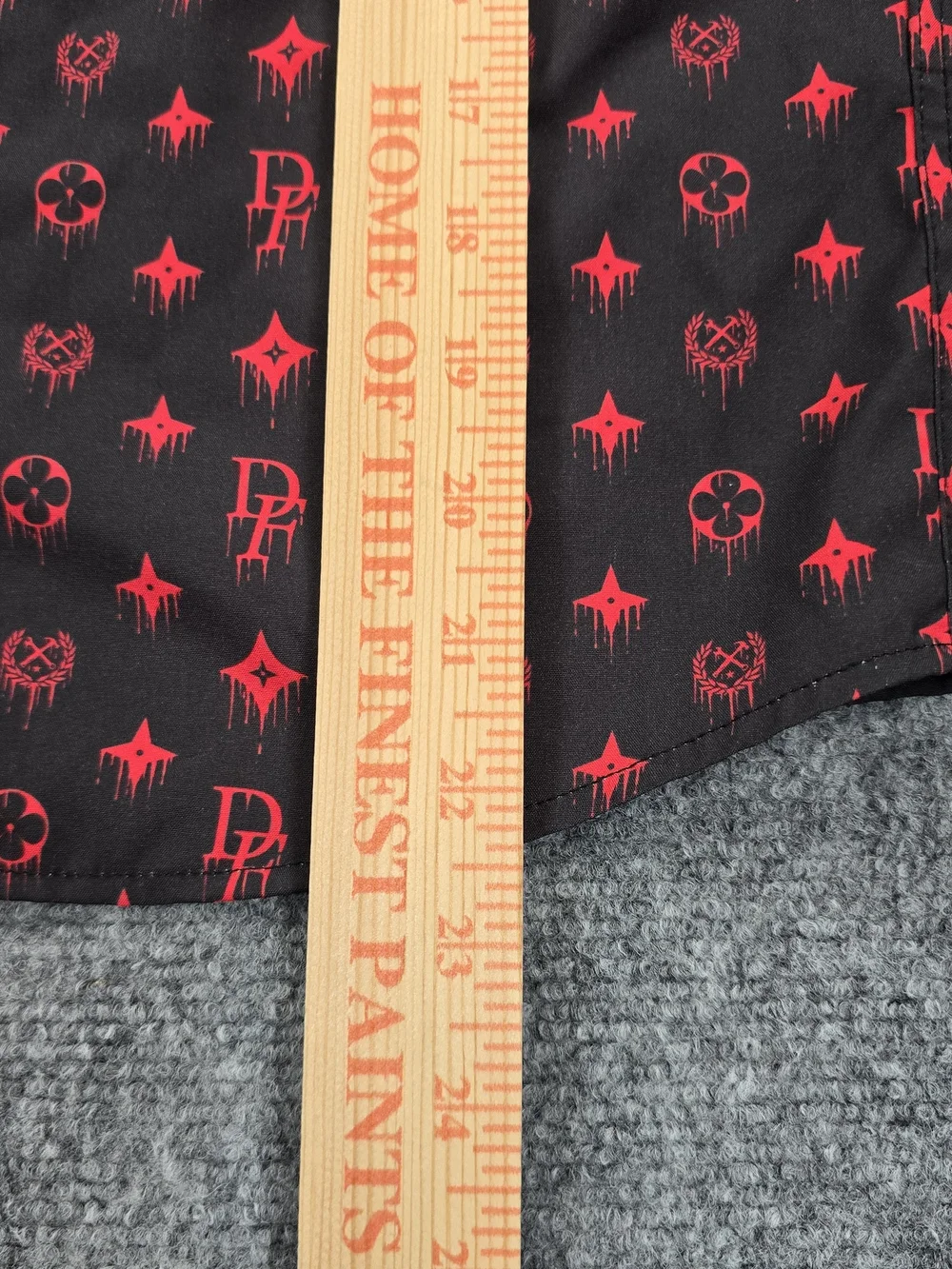 DIXXON Youth Division Boys Medium Black Red Button Up Shirt Short Sleeve Print